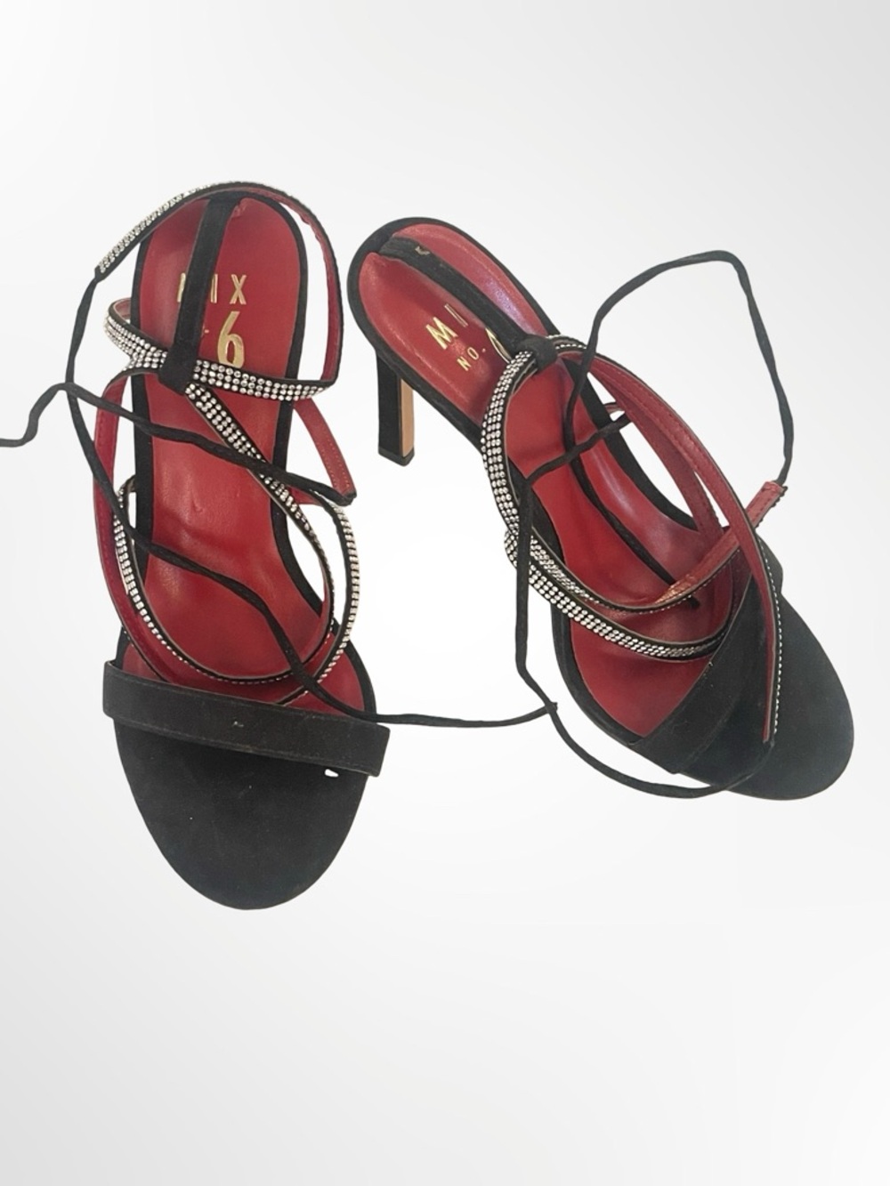 Mix No. 6 Strappy Heel Sandals with Rhinestone Detail in size 7